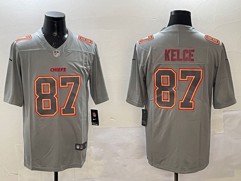 Men Kansas City Chiefs #87 Kelce Grey 2025 Nike Vapor Limited NFL Jersey style 210